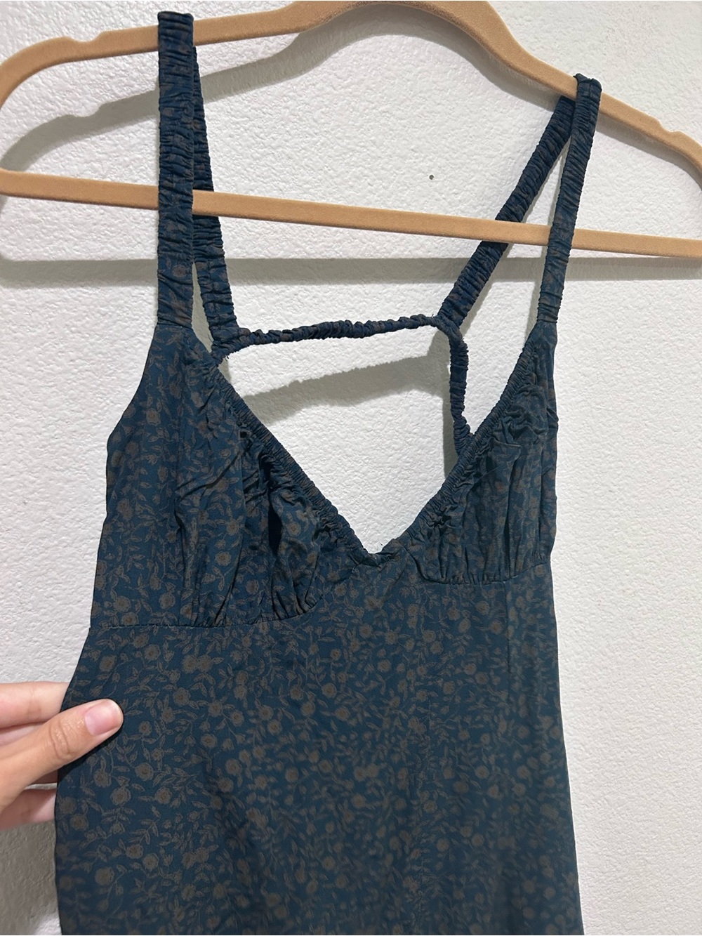 Princess Polly dark blue green Floral Midi Dress open back - Picture 5 of 11